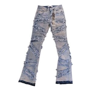 KDNK Light Blue Stacked Skinny Flare Jeans Size 28 New